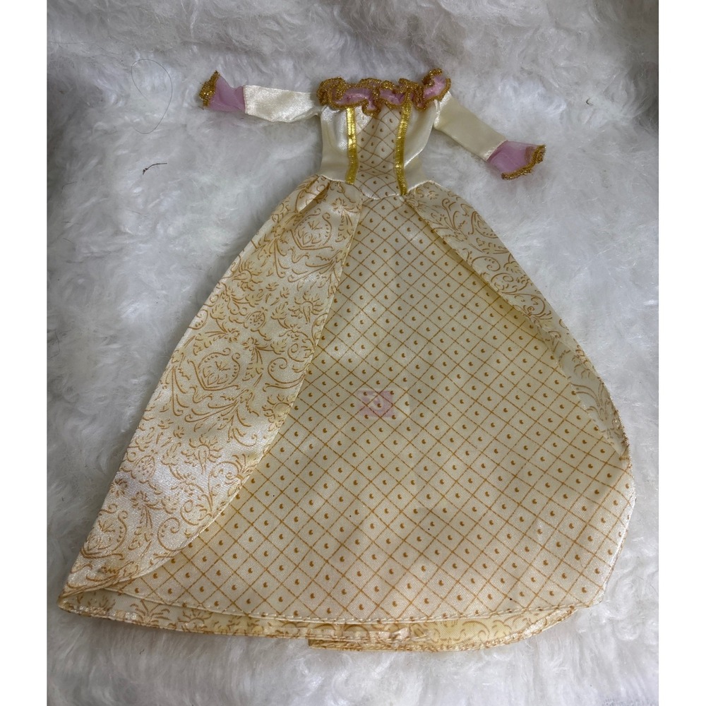 Barbie Doll Dress Intended Wearer OS Princess Cream Gold Damask Royal Gown OS